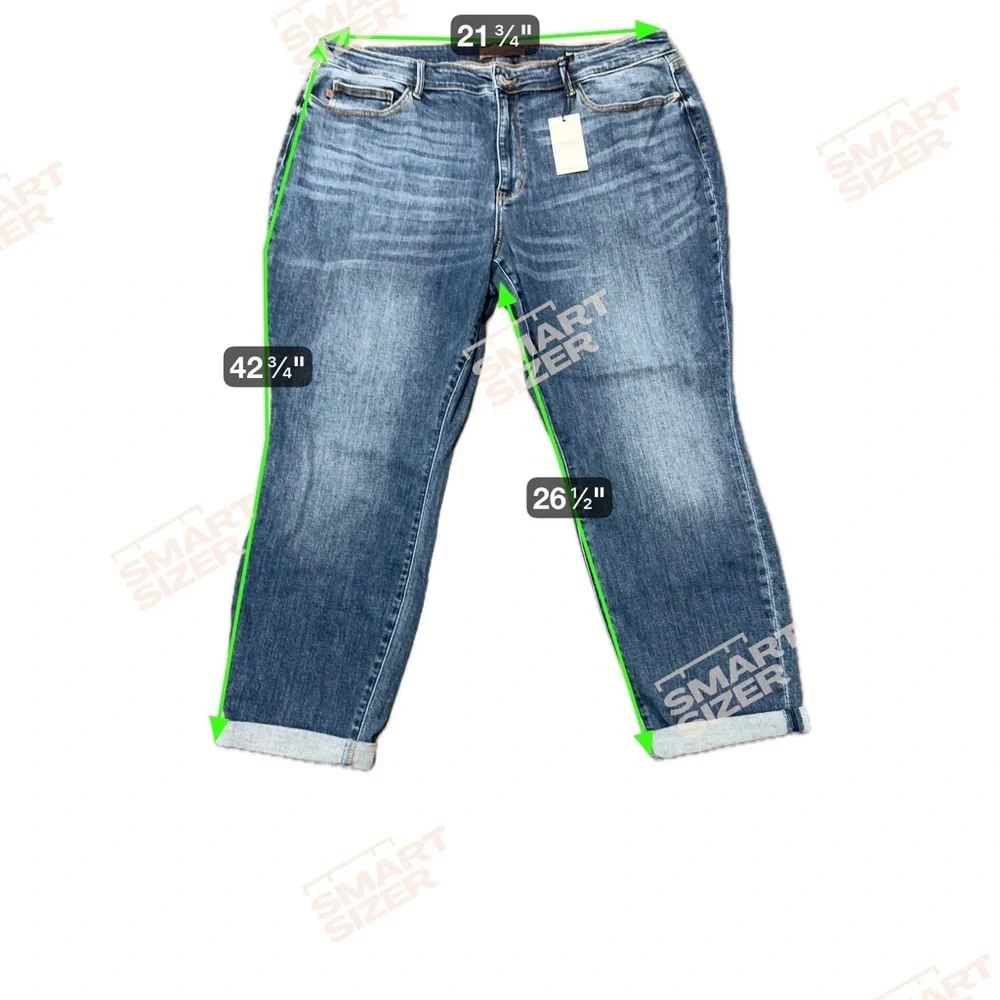 Judy Blue Mid-Rise Boyfriend Crop Cuffed Jeans Dark Wash Size 22W NEW Stretch - Picture 5 of 11